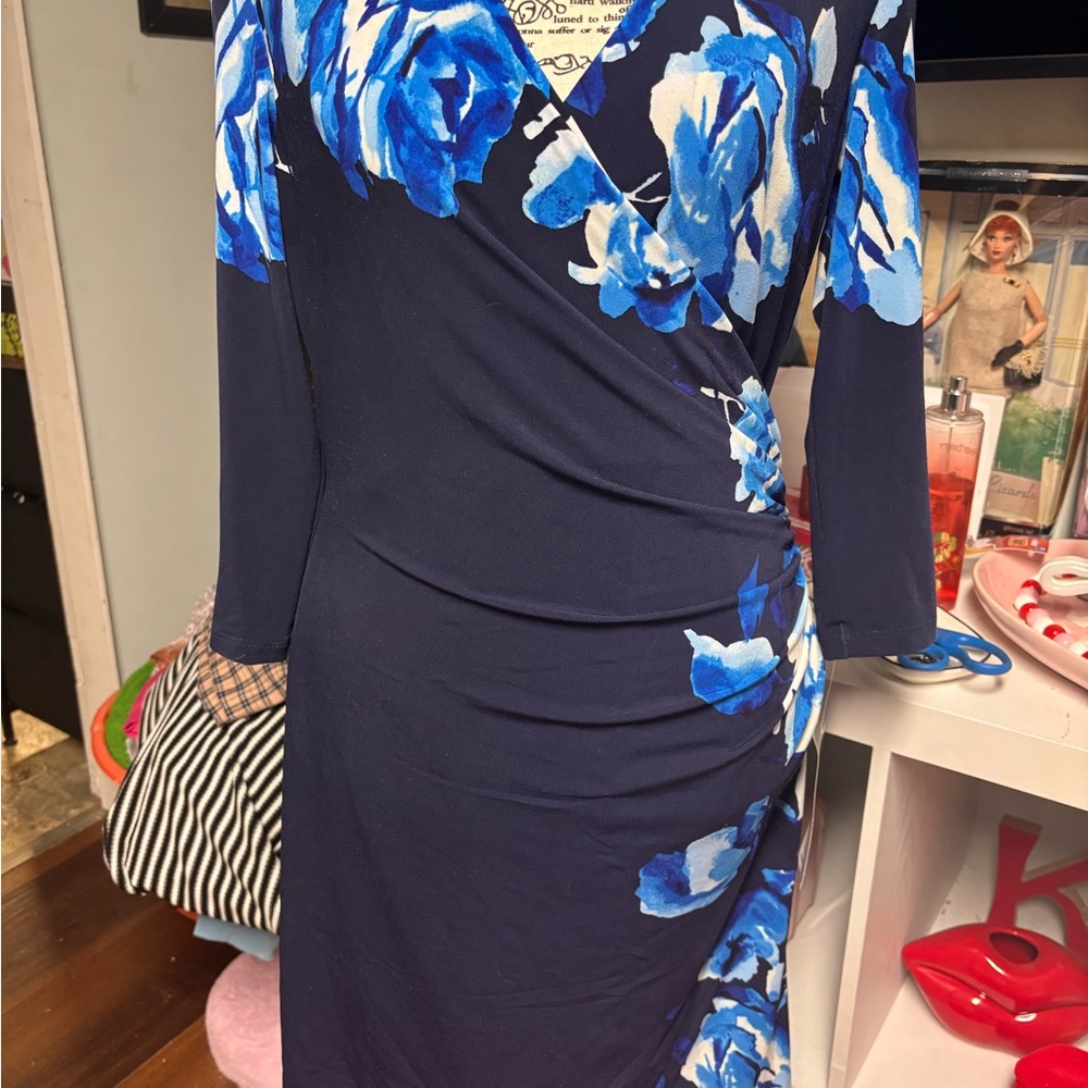 Ralph Lauren Blue Floral Long Sleeve Dress